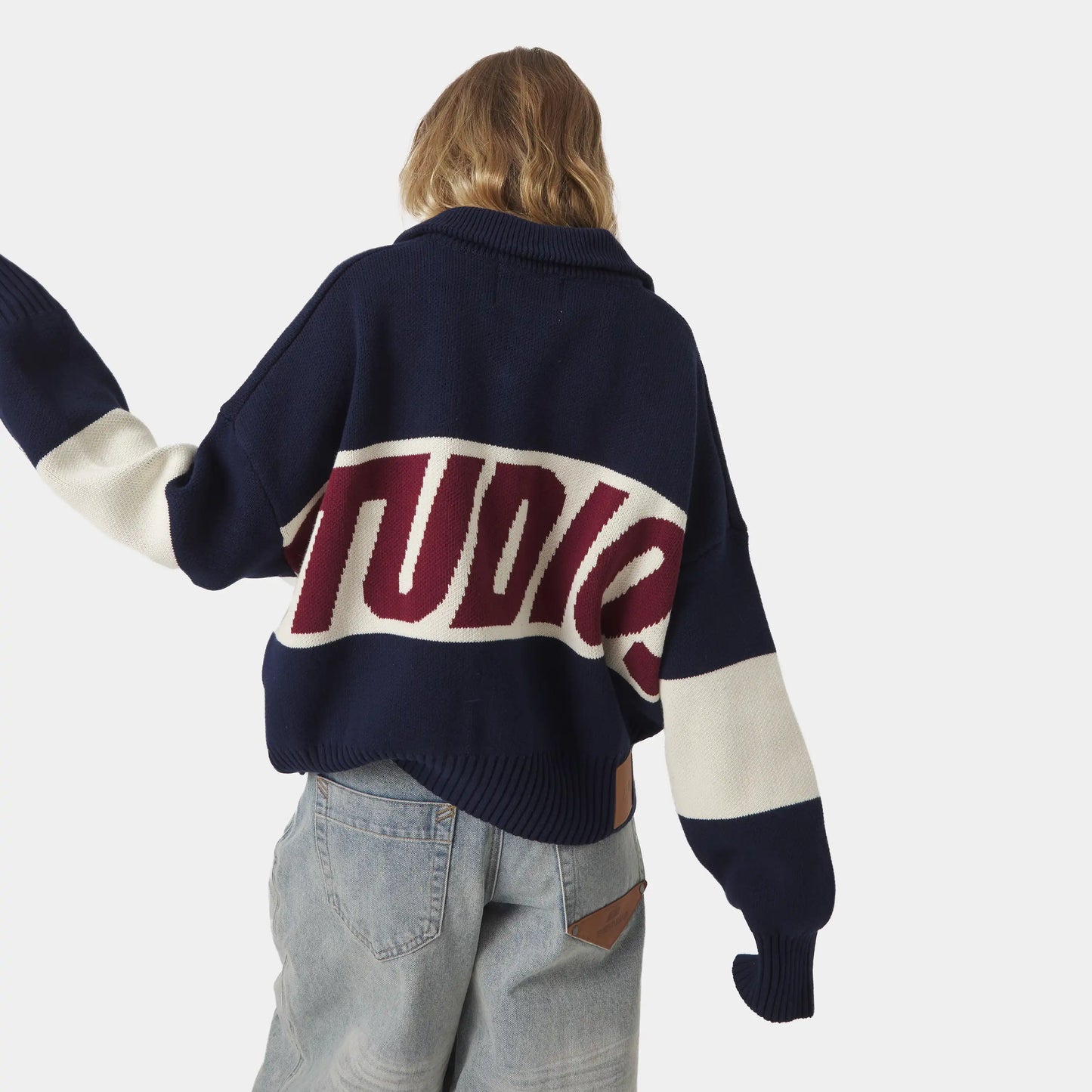 Sweater Eme Studios Thrill Navy Zipper Knit